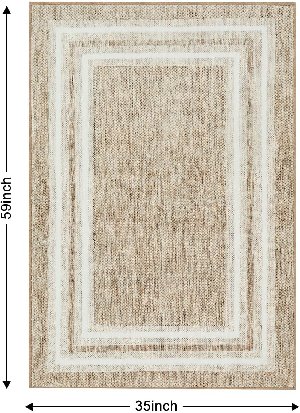 OJIA Modern Bordered Washable Rug 3'x5', Printed Non Slip Rug for Living Room Soft Bedroom Entry Mat Non-Shedding Accent Carpet Indoor Door Mat Small Carpet for Entryway Kitchen Bathroom Office - Image 2