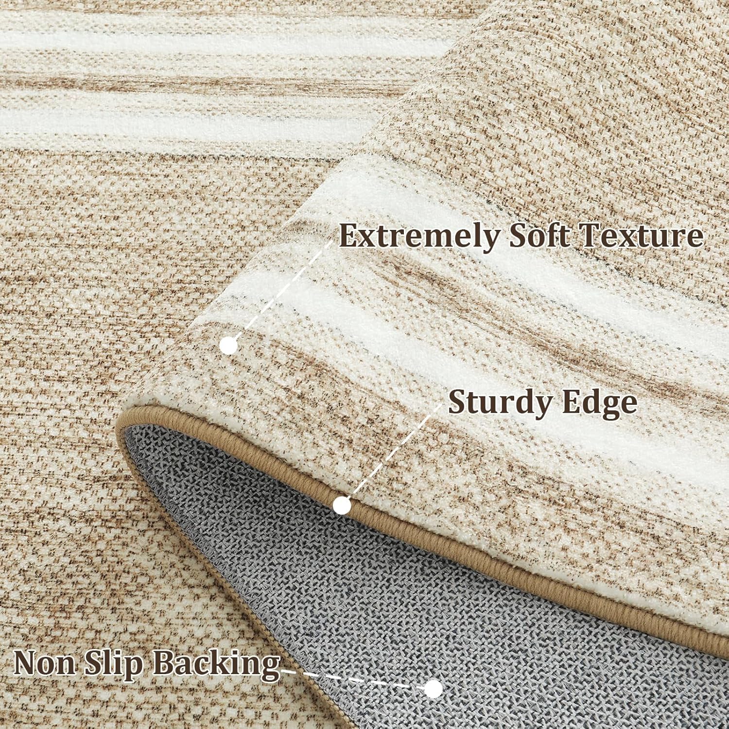 OJIA Modern Bordered Washable Rug 3'x5', Printed Non Slip Rug for Living Room Soft Bedroom Entry Mat Non-Shedding Accent Carpet Indoor Door Mat Small Carpet for Entryway Kitchen Bathroom Office - Image 3