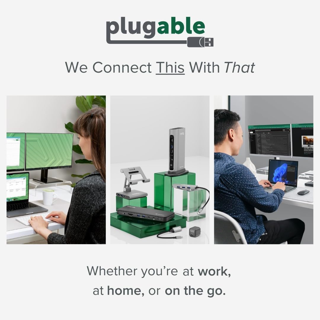 Plugable USB 3.0 and USB-C Universal Laptop Docking Station with 2 HDMI Ports for Windows, Mac (Driver Required), and ChromeOS. Gigabit Ethernet, Audio - Image 9