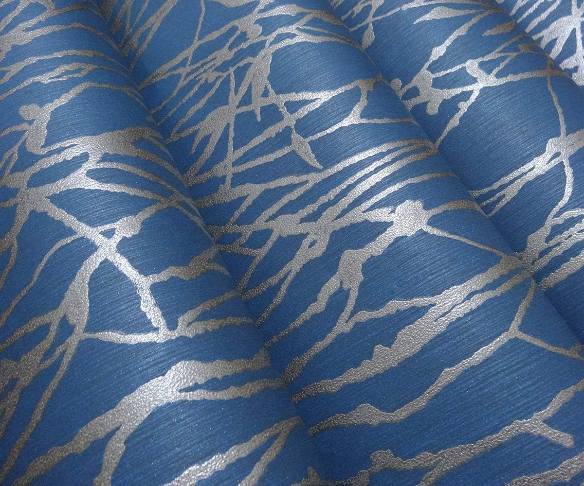 Q QIHANG Modern Minimalist Curve Striped Wallpaper Tree Patterns Non-Woven Wallpaper Roll Blue&Gray Color Non-Pasted Wall Paper 0.53m (1.73') x 10m(32.8')=5.3㎡(57 sq.ft) - Image 4