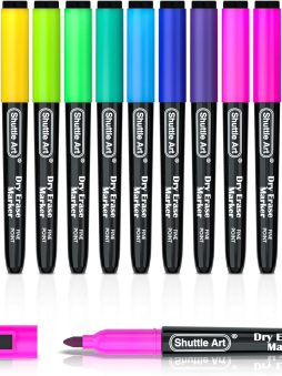 Shuttle Art Dry Erase Markers, 15 Colors Magnetic Whiteboard Markers, Fine Point, Perfect For Writing on Whiteboards, Dry-Erase Boards,Mirrors for School Office Home