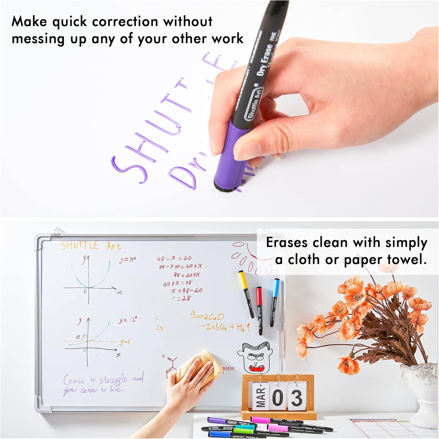 Shuttle Art Dry Erase Markers, 15 Colors Magnetic Whiteboard Markers, Fine Point, Perfect For Writing on Whiteboards, Dry-Erase Boards,Mirrors for School Office Home - Image 5
