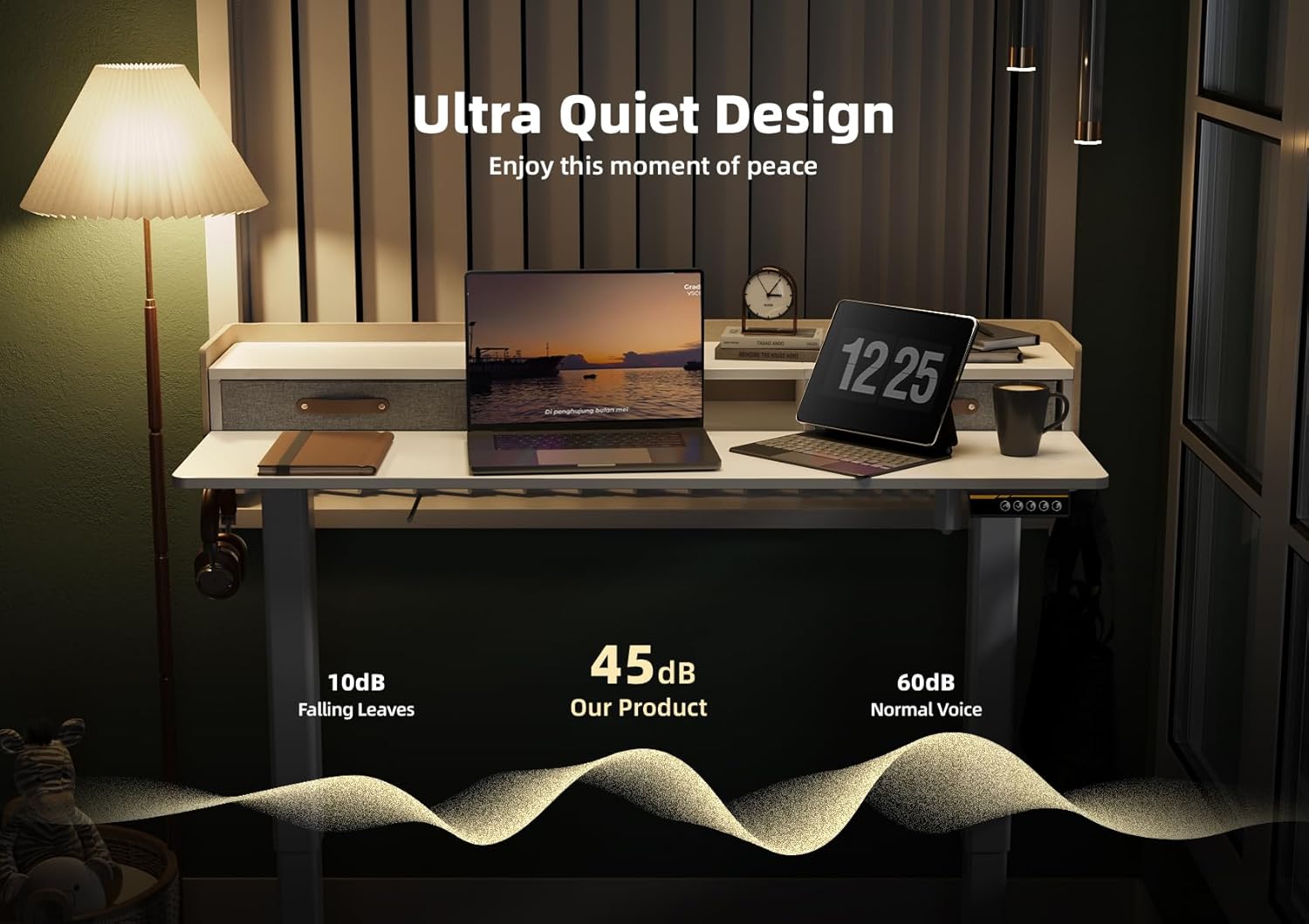 YDN Electric Standing Desk with Drawers, Adjustable Height Stand Up Desk, 48 inch Electric Sit Stand Computer Desk for Home Office, White - Image 6